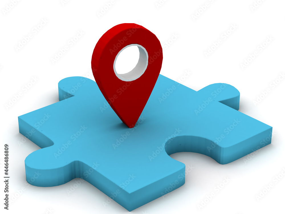 Poster 3d rendering ,navigation key on puzzle