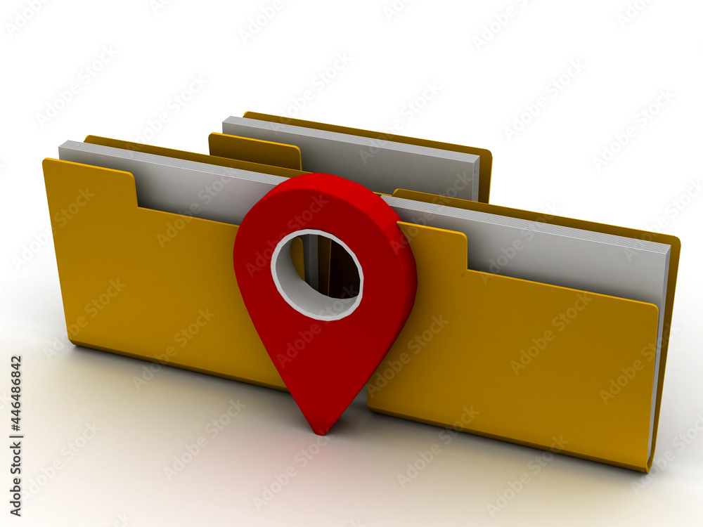 Poster 3d rendering travel and navigation planning, concept with folder