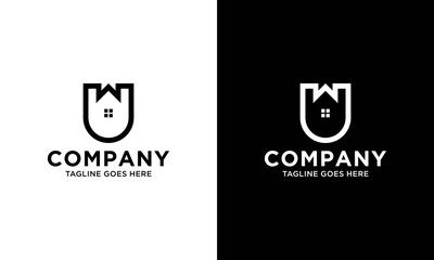 Letter U House Logo Design Template. Initial U Home Logo Icon. Alphabet U Real Estate Logo Icon Stock Vector