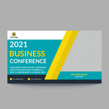 business Webinar conference web banner or social media horizontal banner design template.online Business invitation and poster business meeting banner design 
