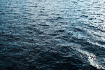 Ripple, many little wave. A lot of waves on lake surface. Water texture, natural spring - summer background. Sunny day in nature.