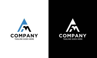 simple typography fm triangle style vector logo - obrazy, fototapety, plakaty
