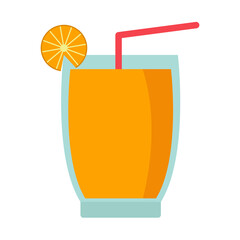 Orange juice glass flat icon with editable vector file