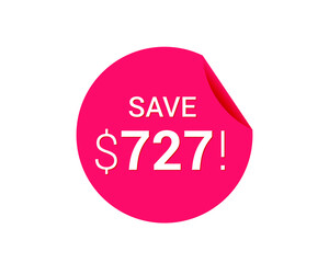 Save $727 us dollars sticker