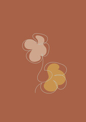 Flower Line Art Drawing. Floral Minimalist Contour Drawing. One Line llustration.