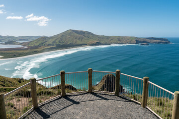 View over Hoopers inlet from Sandymount Viewpoint near Dunedin, New Zealand