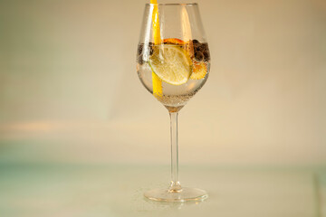 fresh berries in sparkling water