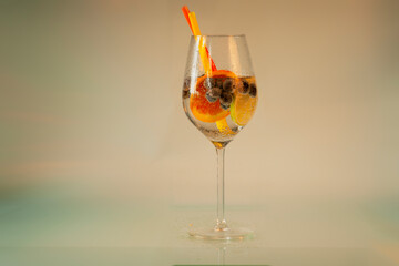 fresh berries in sparkling water