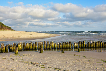 breakwater and beach on the Baltic Sea, beautiful landscape 