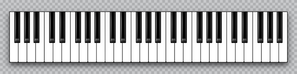 Naklejka premium Realistic piano key. Musical instrument keyboard on checkered background. Vector illustration.
