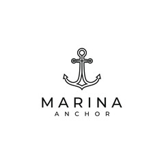 Vintage Line art Anchor Logo Design