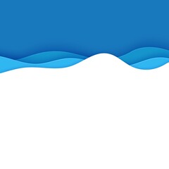 Blue abstract background in paper cut style. Layers of paper wavy water for World Oceans Day 8 June. Vector Earth posters template, ecology brochures, presentations, invitations with place for text.