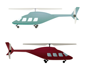 Blue and red  isolated helicopter. vector illustration