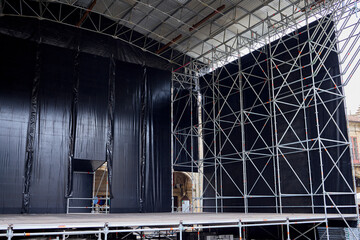 Metal scaffolding to make a stage for a show