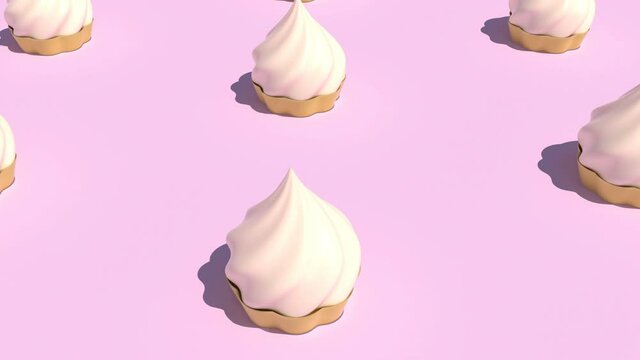 Large group of ice cream on light pink back able to loop seamless 4k