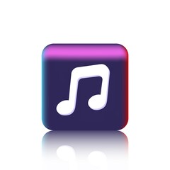 Vector music program. 3D Illustration of a musical leitmotif isolated on a white background with a reflection.