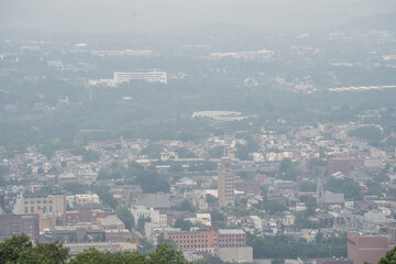 Wildfire smoke over Reading, Pennsylvania