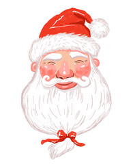 portrait of smiling funny santa claus in red hat on white background