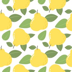 Seamless pattern with yellow pears. Bright pattern for wallpaper, fabric and paper. Vector.