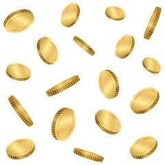 Falling coins, flying gold coins, golden rain, falling money, Jackpot or success concept.