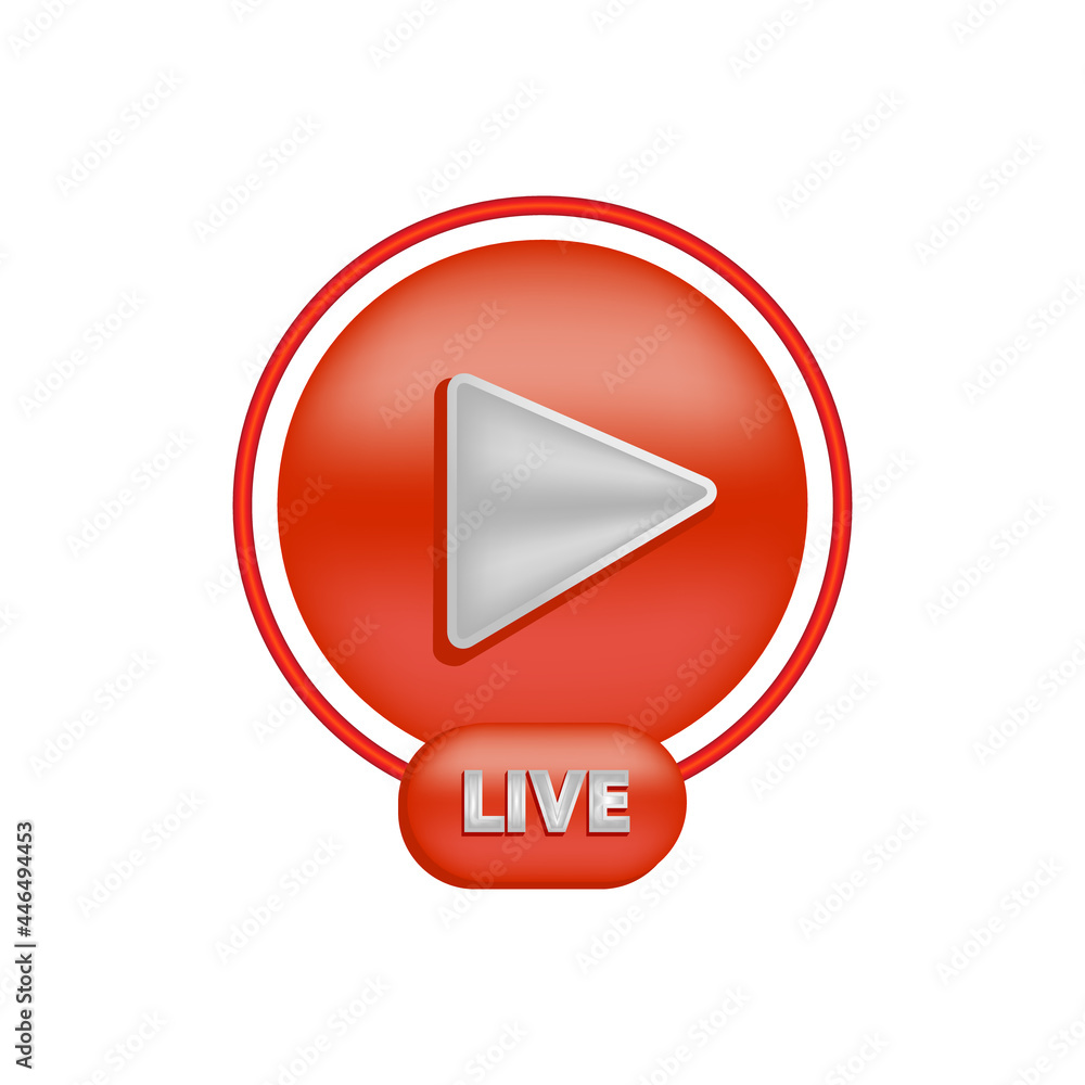 Poster 3d live stream icon circle design vector isolated on white background
