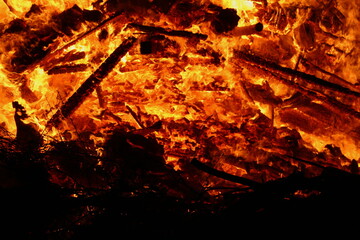 a large campfire at night