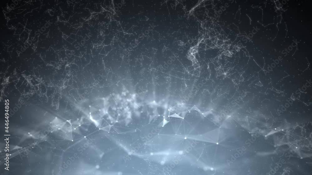 Poster futuristic modern space with technology network lines and dots motion. dark background with geometri