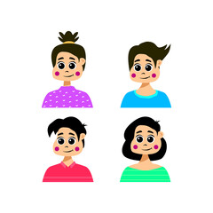 Set of cartoon character avatar design isolated on white background