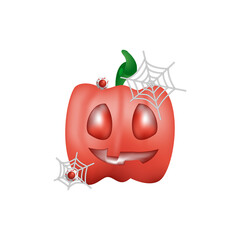 3d halloween nature pumpkin design isolated on white background