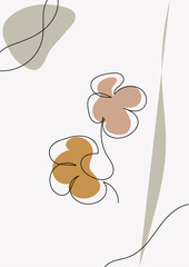 Illustration of minimal poster with abstract organic shapes composition in trendy contemporary collage style, can be used for wall art decoration, postcard, cover design