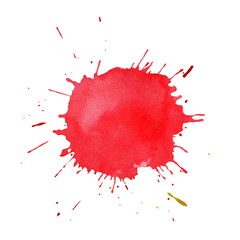 Watercolor red abstract hand drawn blob