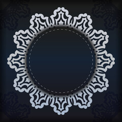 Dark blue invitation card template with white abstract ornament. Elegant and classic vector elements ready for print and typography.