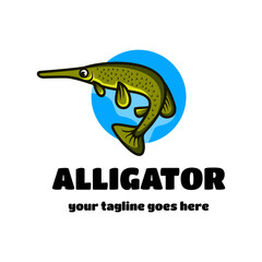 Unique Fish Alligator gar cartoon logo design for logos ,sticker and shirt ,all you wish editable