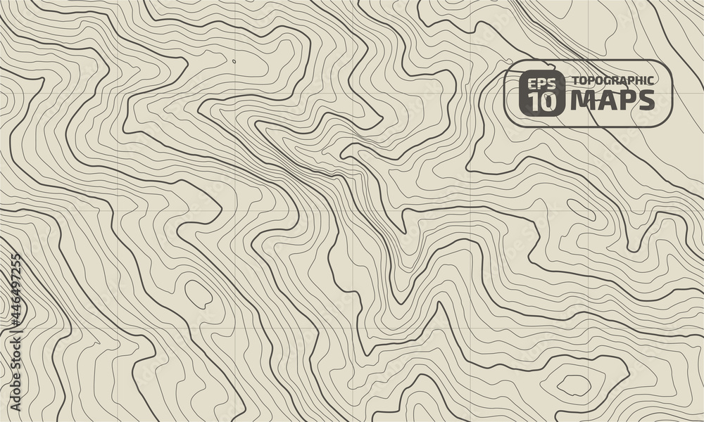 Poster the stylized height of the topographic map in contour, lines. the concept of a conditional geography