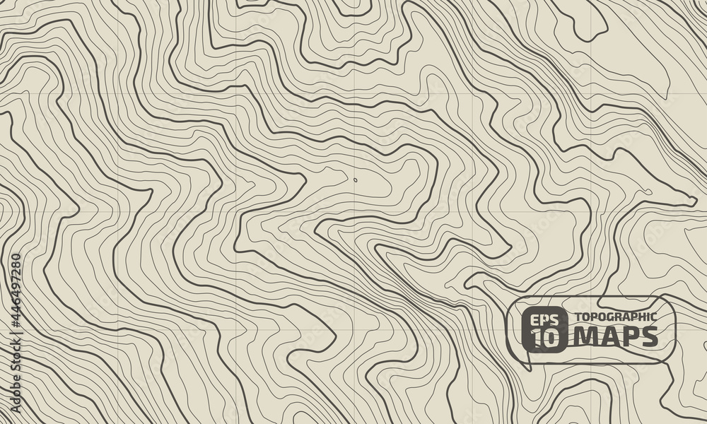 Poster the stylized height of the topographic map in contour, lines. the concept of a conditional geography