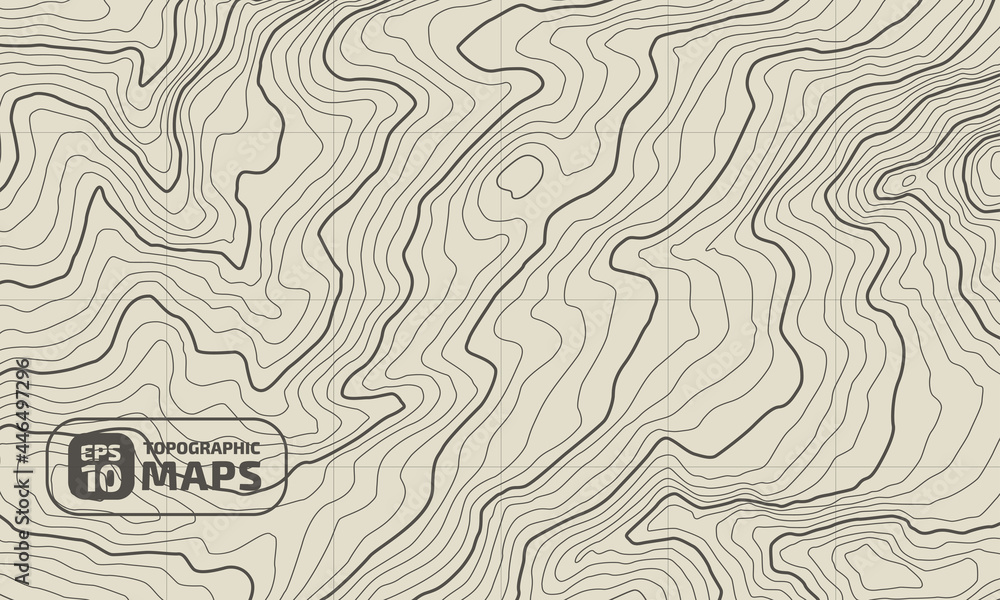 Poster the stylized height of the topographic map in contour, lines. the concept of a conditional geography