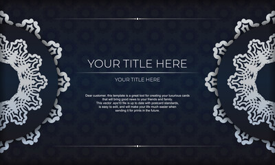 Dark blue luxury background with abstract ornament. Elegant and classic vector elements ready for print and typography.