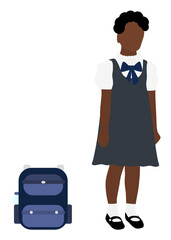 Afro american school girl and school bag svg vector illustration