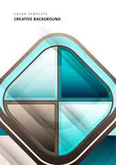 Abstract geometric background with space for your text. Modern overlapping rounded squares. Unusual color forms for your message. Business or technical presentation. Vector