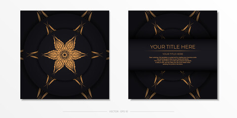 Luxurious black invitation card template with vintage abstract ornament. Elegant and classic vector elements ready for print and typography.