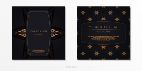 Luxurious black invitation card template with vintage abstract ornament. Elegant and classic vector elements ready for print and typography.