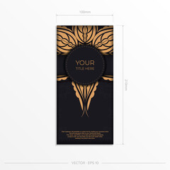 Luxurious black postcard template with vintage abstract ornament. Elegant and classic vector elements are great for decoration.