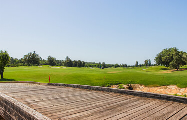 Wooden bridge in a Golf field on Quinta do Lago in Algarve