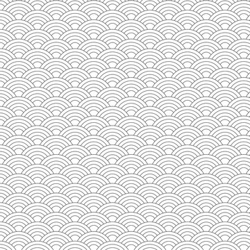 Seamless pattern black and white wave Japanese style. Illustration abstract background.