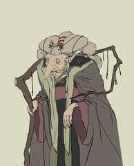 The witch, the bearer of secret knowledge.
Old lady and magic