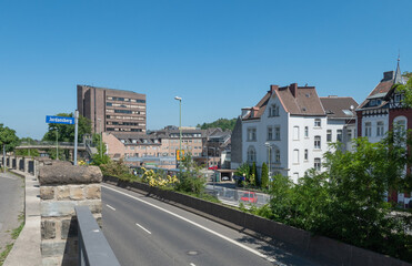 Fototapeta na wymiar Kupferstadt Stolberg - Blick auf das Rathaus vom Tunnel Europastraße