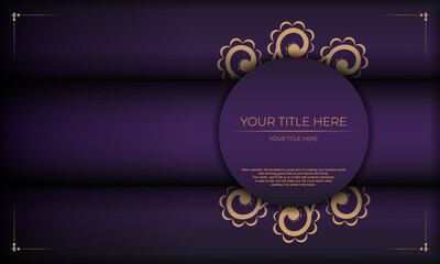 Luxury purple invitation card template with vintage abstract ornament. Elegant and classic vector elements ready for print and typography. Vector illustration.