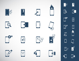 Smartphone repair icon set. Vector illustration