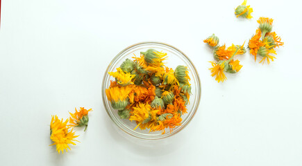 close up dried calendula flower