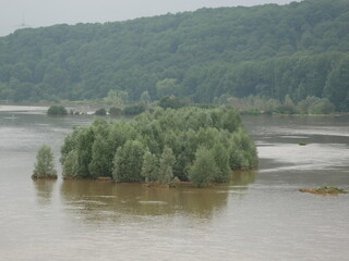 Bochum in Germany, during the July floods in 2021, the river Ruhr a tributary of the Rhine...